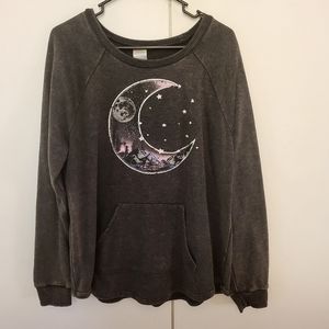 Dark Gray Moon Graphic Sweatshirt